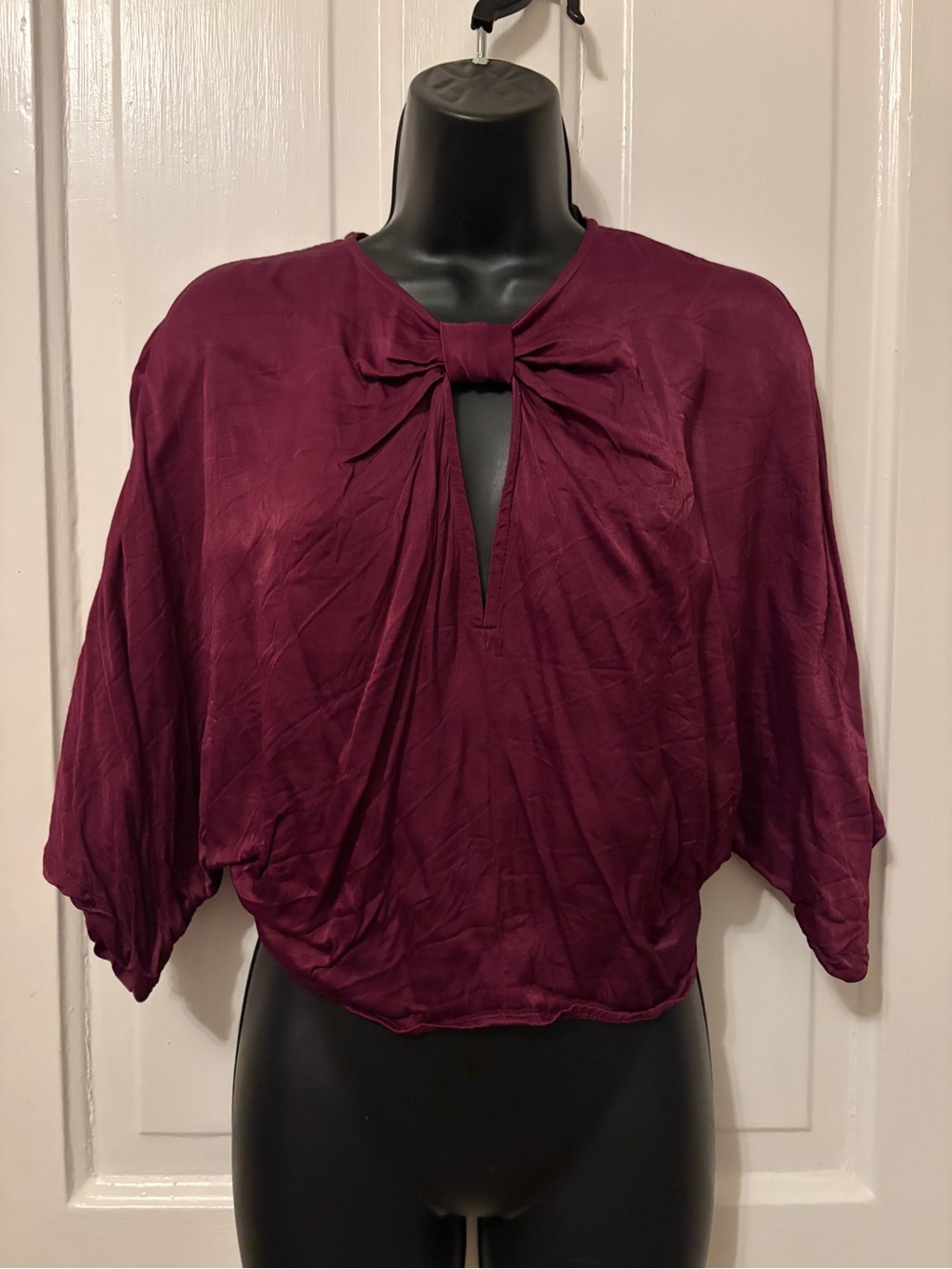 Bow-Neck Cropped Blouse